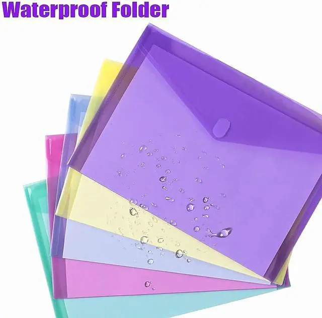 Alt view image 2 of 7 - 12 Pack Plastic Envelopes Poly Envelopes HeavyDuty File Folders Clear Folders with Pockets Folders for Documents Letter A4 Size Filing Folders Travel Bags Office School Paper Storage