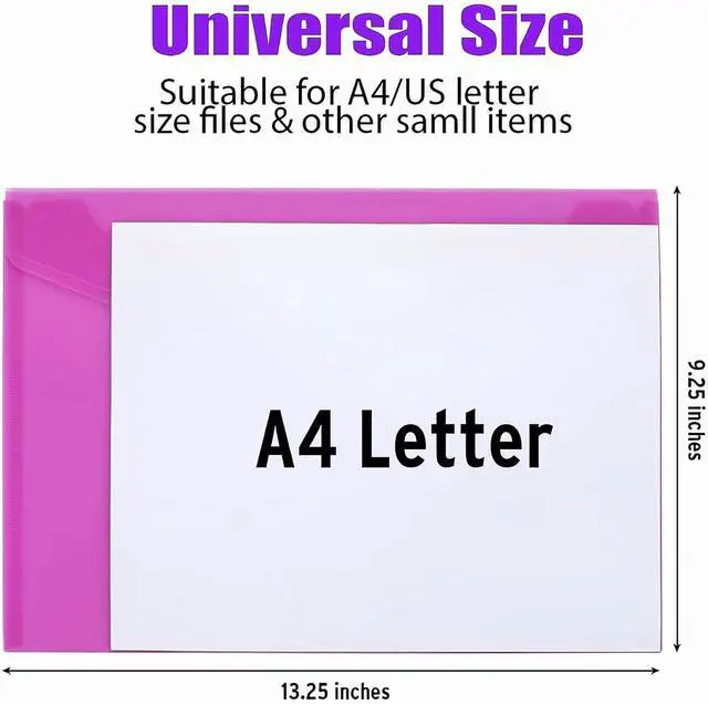 Alt view image 5 of 7 - 12 Pack Plastic Envelopes Poly Envelopes HeavyDuty File Folders Clear Folders with Pockets Folders for Documents Letter A4 Size Filing Folders Travel Bags Office School Paper Storage