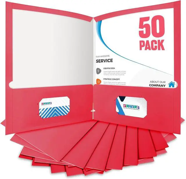 Main image of ? 50 Packs Red File Folders Paper Folder Surface with Waterproofing Letter Size Holds 100 Plus Sheets for School Office Business. (50 Red)