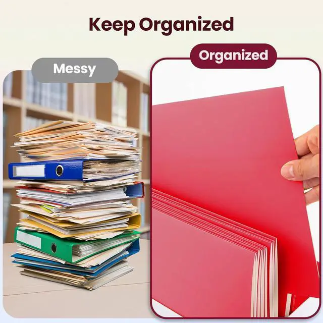 Alt view image 3 of 6 - ? 50 Packs Red File Folders Paper Folder Surface with Waterproofing Letter Size Holds 100 Plus Sheets for School Office Business. (50 Red)