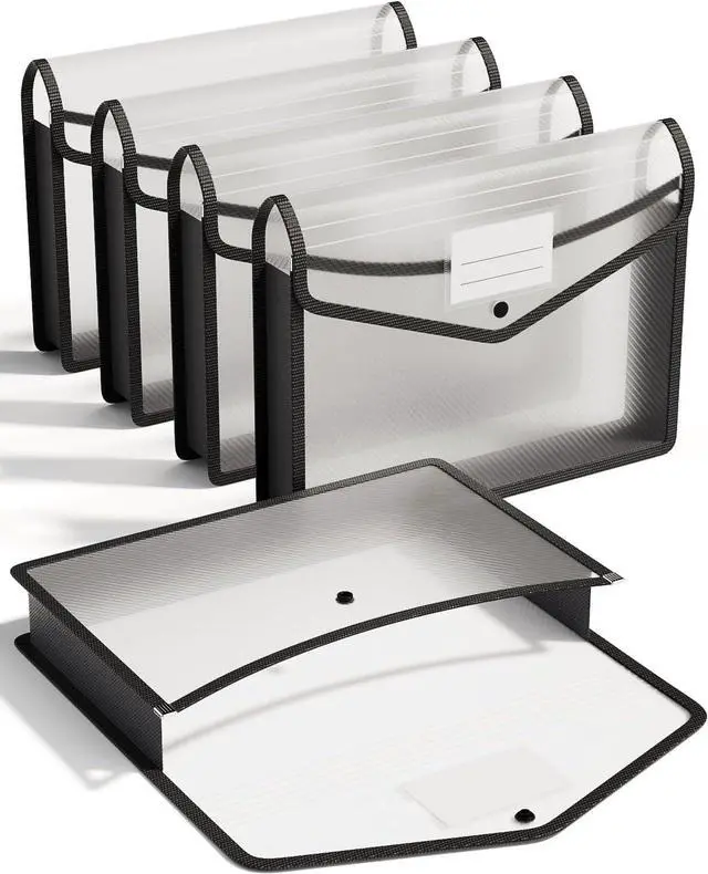 Main image of Plastic Expanding File Folder Transparent envelopes with Snap Closure No Dividers Large Capacity Fit Letter/A4 Size - 5 Packs