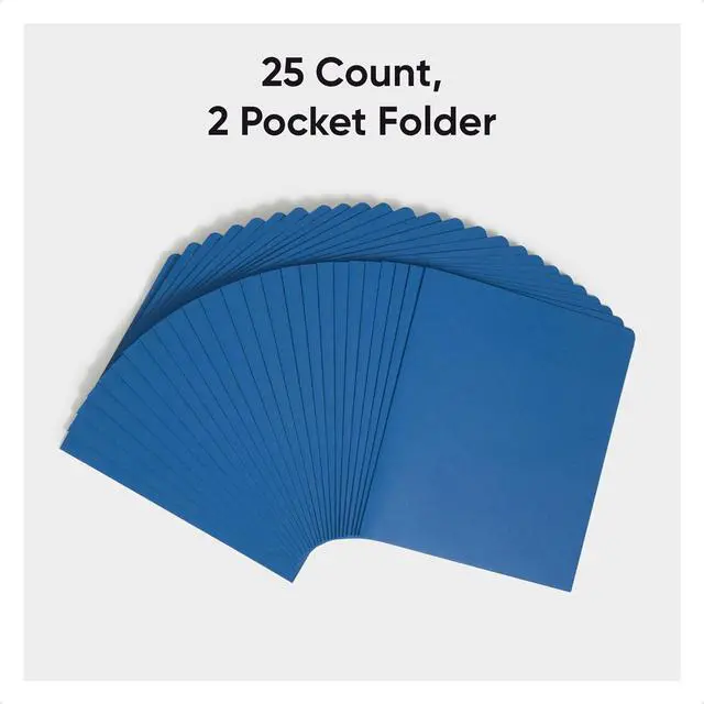 Alt view image 2 of 7 - Smead Two-Pocket Heavyweight Folder Paper Folders with Pockets Letter Size Dark Blue 25 per Box (87854)