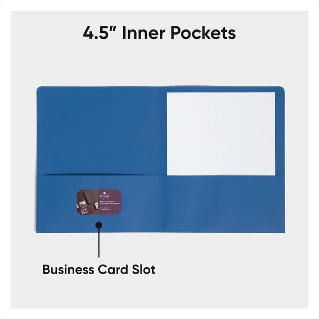 Alt view image 4 of 7 - Smead Two-Pocket Heavyweight Folder Paper Folders with Pockets Letter Size Dark Blue 25 per Box (87854)