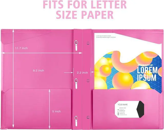 Alt view image 5 of 6 - Heavy Duty Plastic Pocket Folder with Prongs and Clear Front Pocket - 18 Pack 3 Prong Folders with Pockets and Card Slot Assorted Colors