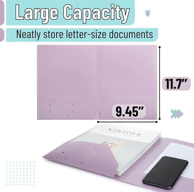 Alt view image 3 of 7 - - Plastic Folders with Pockets 5 pcs Muted Pastel Colors 2 Pocket Plastic Folders File Folders with Pocket