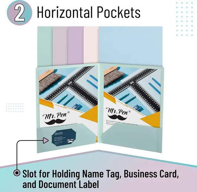 Alt view image 4 of 7 - - Plastic Folders with Pockets 5 pcs Muted Pastel Colors 2 Pocket Plastic Folders File Folders with Pocket