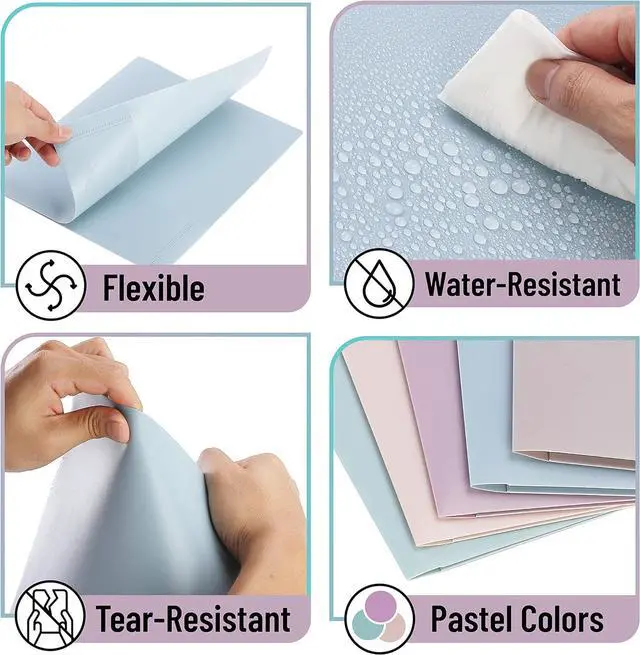 Alt view image 5 of 7 - - Plastic Folders with Pockets 5 pcs Muted Pastel Colors 2 Pocket Plastic Folders File Folders with Pocket