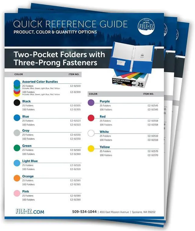 Alt view image 6 of 7 - Two-Pocket Folders with 3-Prong Fasteners Assorted Colors 25-Pack Durable Textured Paper Matte Finish Letter Sheet Size (EZ-92500)
