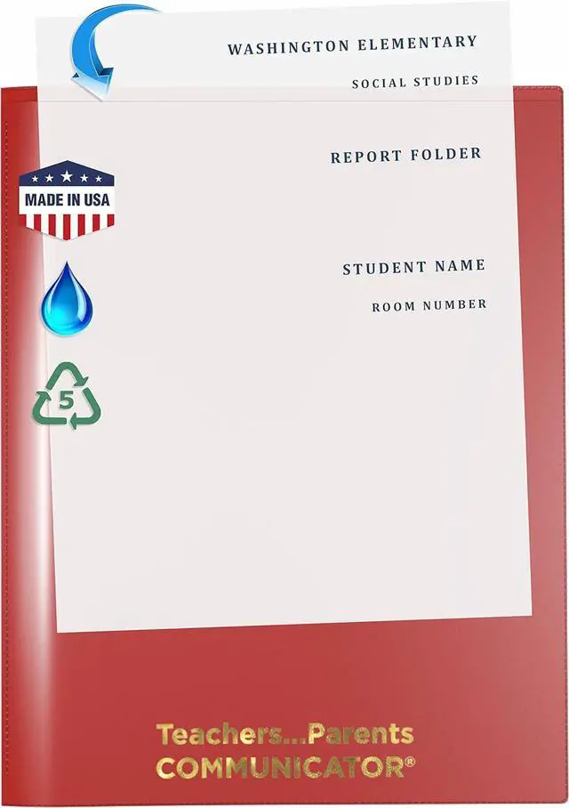 Alt view image 2 of 5 - Nickys Folder? English Communicator Parent-Teacher Folder Patented Tear-Resistant Flexible Plastic 2 Inside Pockets 2 Exterior Sleeves Letter Size Paper Single Color (24 Pack) (Red)