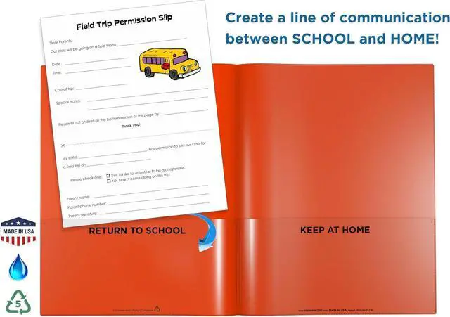 Alt view image 4 of 5 - Nickys Folder? English Communicator Parent-Teacher Folder Patented Tear-Resistant Flexible Plastic 2 Inside Pockets 2 Exterior Sleeves Letter Size Paper Single Color (24 Pack) (Red)