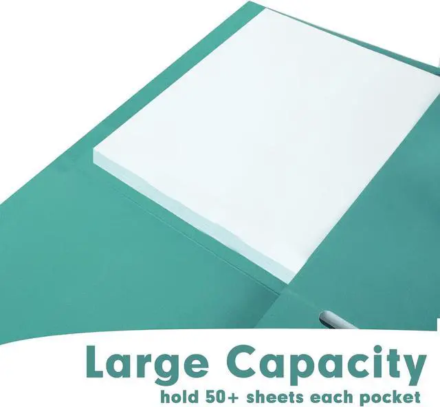 Alt view image 5 of 7 - Two Pocket Folders 75 Pack 2 Pocket Folders Fit Letter Size Paper Paper Folders with Pockets for School Office Business Home Turquoise