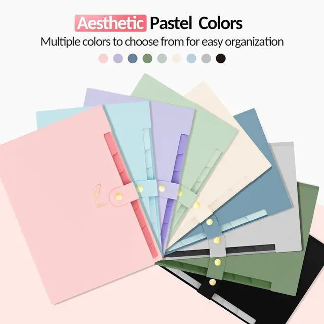 Alt view image 2 of 7 - Aesthetic 8 Pocket Accordion File Organizer Pastel Expanding File Folder for Important Document with Labels Portable Receipt Bill Paper Organizer for Office School Supplies Letter Size Pink