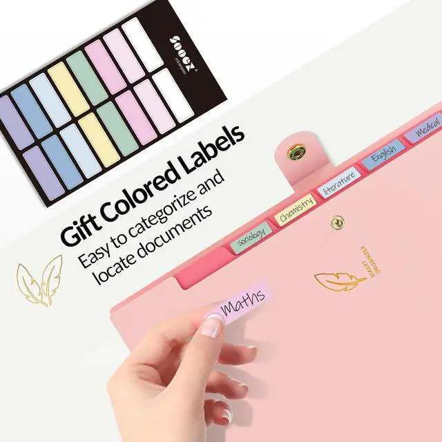 Alt view image 6 of 7 - Aesthetic 8 Pocket Accordion File Organizer Pastel Expanding File Folder for Important Document with Labels Portable Receipt Bill Paper Organizer for Office School Supplies Letter Size Pink