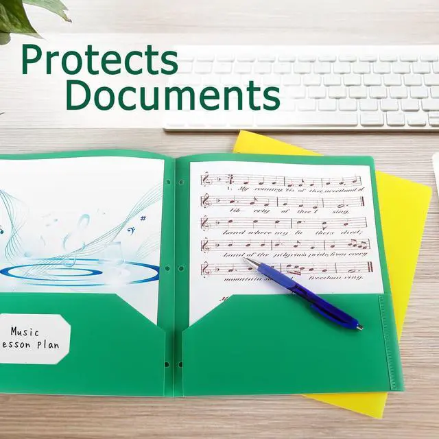 Alt view image 6 of 7 - 8 Pack Colored Plastic Folders Durable Heavy Duty File Folders with 2 Pockets Poly Folders 3 Hole Punched 2 Pocket Folders for School for School Office