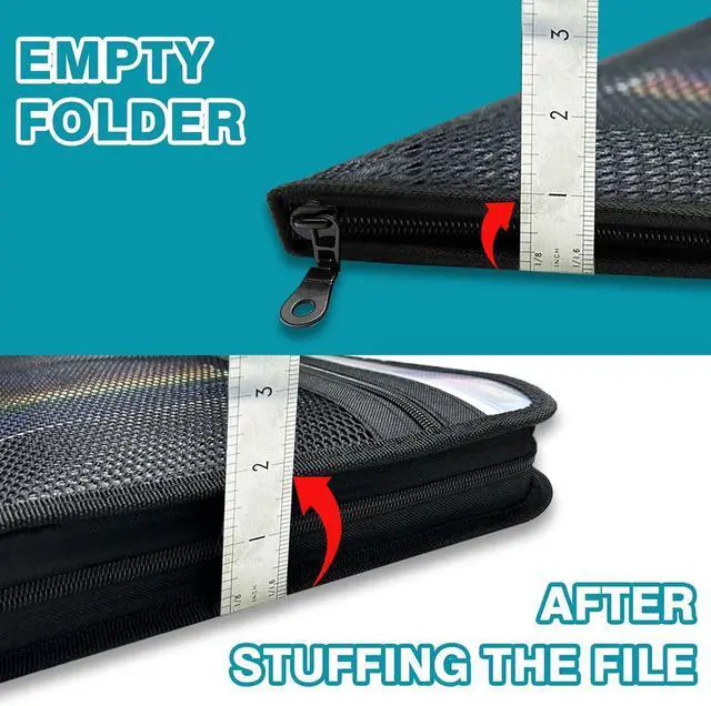 Alt view image 4 of 6 - Zippered Accordion File Organizer with Front Mesh Pouch 13 Pocket Expanding File Folder Fit for Documents Letter Size A4 Papers Black