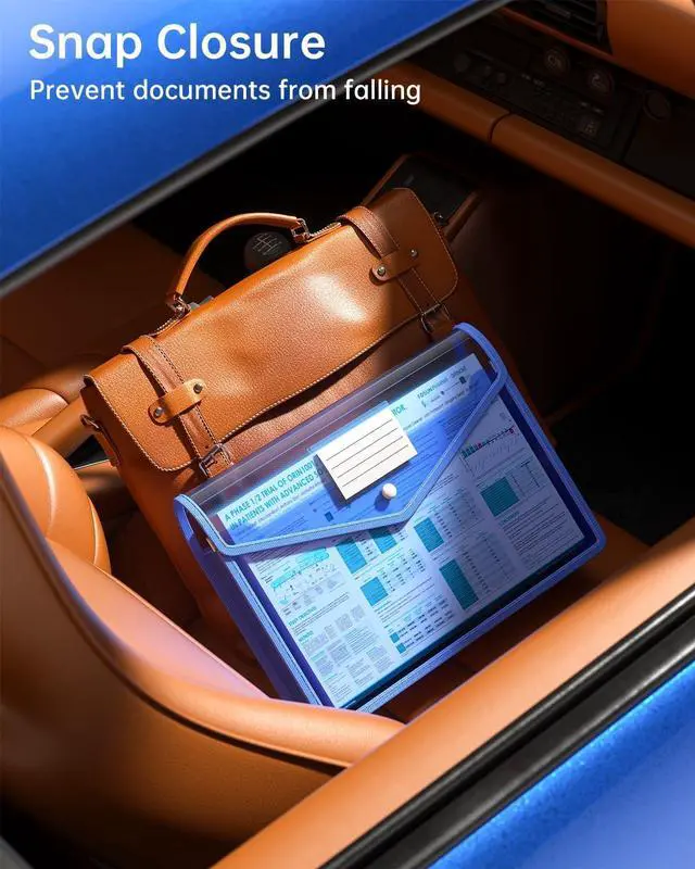 Alt view image 4 of 7 - Plastic Expanding File Folder Transparent envelopes with Snap Closure No Dividers Large Capacity Assorted Colors Bills&Taxes Letter/A4 Size for School/Office/Home-7 Pack