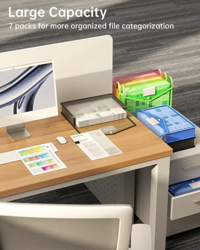 Alt view image 6 of 7 - Plastic Expanding File Folder Transparent envelopes with Snap Closure No Dividers Large Capacity Assorted Colors Bills&Taxes Letter/A4 Size for School/Office/Home-7 Pack