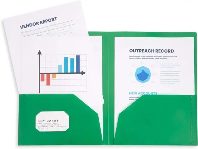 Alt view image 5 of 7 - 6 Pack Multicolor Two Pocket Plastic Folders with Pockets Heavy Duty Colored 2 Pocket Plastic Folders for School and Business Card Slot Home and Work