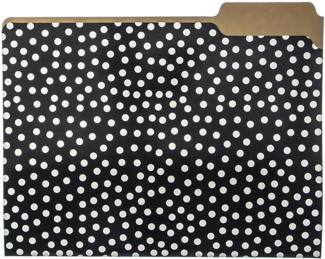Alt view image 4 of 7 - Designer Black White and Gold Polka Dots File Folders | Set of 9 (3 Designs) | Letter Size Organizers | Decorative Office Supplies | Durable Coated Cardstock | 1/3-Cut Tabs
