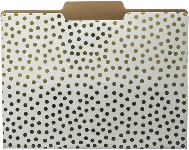 Alt view image 3 of 7 - Designer Black White and Gold Polka Dots File Folders | Set of 9 (3 Designs) | Letter Size Organizers | Decorative Office Supplies | Durable Coated Cardstock | 1/3-Cut Tabs