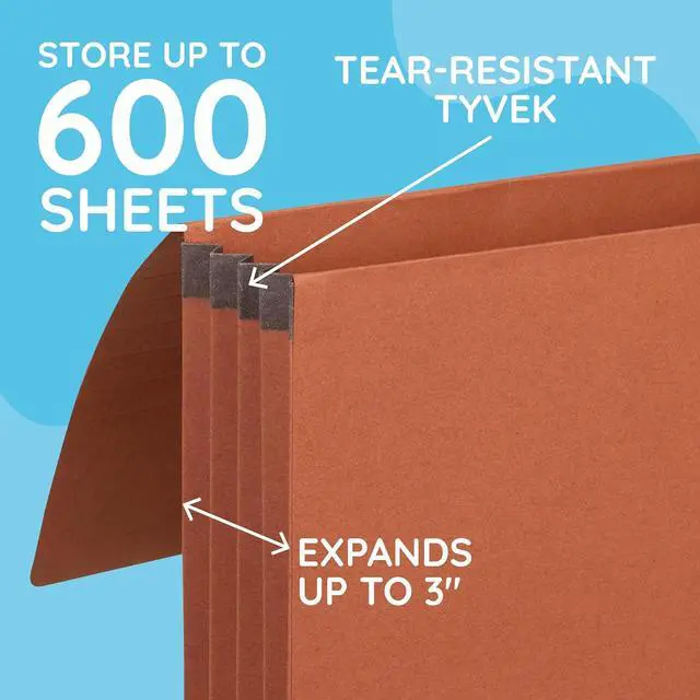 Alt view image 2 of 6 - Blue Summit Accordion File Wallet with Flap and Cord Closure Legal Size 3 Expansion  10 Pack