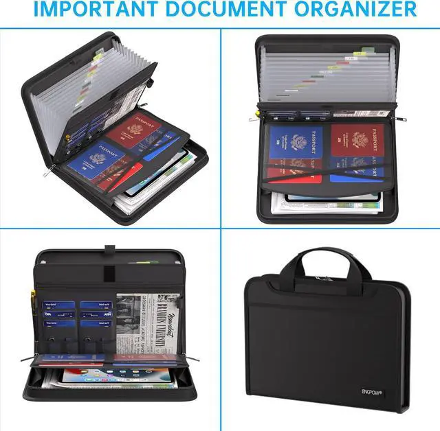 Alt view image 4 of 7 - Accordion File Organizer Fireproof Expanding File Folder with Multi Pockets 13 Pockets Document Organizer with Handle & Labels Portable Home Travel Safe Storage for Letter A4 Files and More