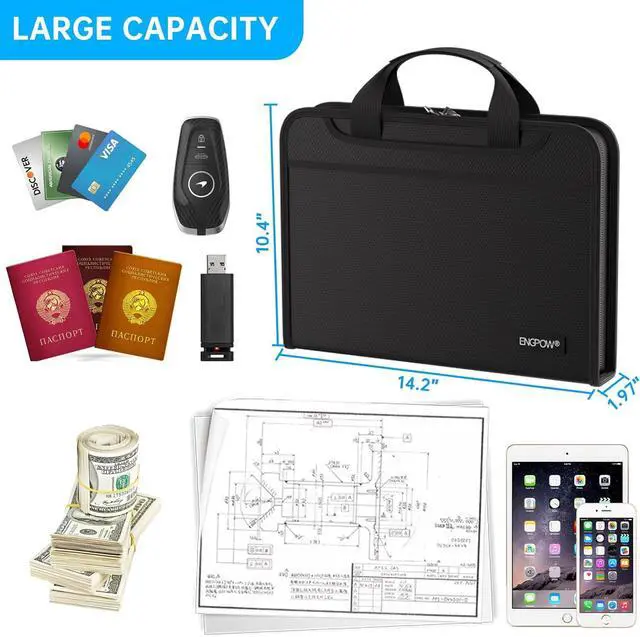 Alt view image 6 of 7 - Accordion File Organizer Fireproof Expanding File Folder with Multi Pockets 13 Pockets Document Organizer with Handle & Labels Portable Home Travel Safe Storage for Letter A4 Files and More