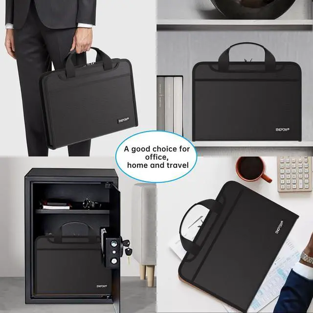 Alt view image 7 of 7 - Accordion File Organizer Fireproof Expanding File Folder with Multi Pockets 13 Pockets Document Organizer with Handle & Labels Portable Home Travel Safe Storage for Letter A4 Files and More