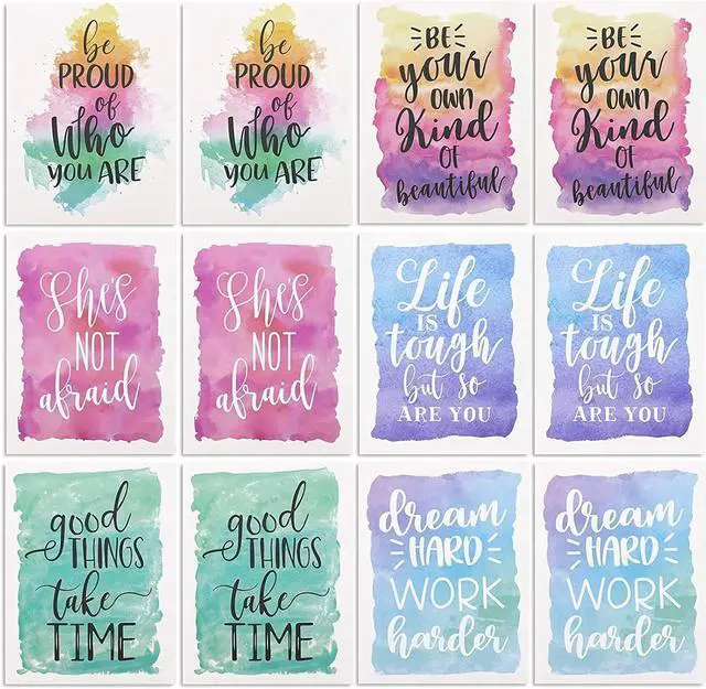 Alt view image 5 of 7 - 12 Pack Inspirational 2 Pocket Folders Letter Size 6 Decorative Motivational Designs for School Home Office Women Girls (9x12 inch) - Watercolor - Folders for School Girls
