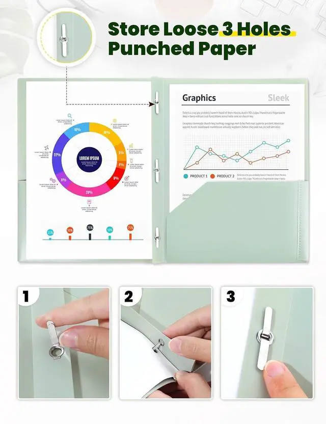 Alt view image 5 of 7 - Pocket Folders with Prongs(5 Pack Vintage Colors) Recycled Plastic Folders with Pockets and Prongs Fit Letter Size Poly Folders with Pockets for School Office Home