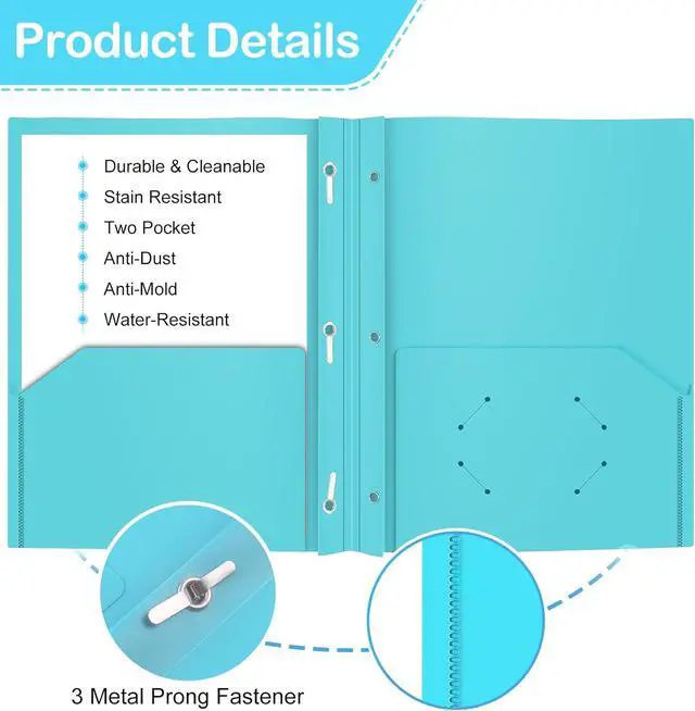 Alt view image 2 of 7 - Heavy Duty Plastic Folder 60 Pack Pocket Folder with brads Letter Size Poly File Plastic Folders with 3 Prongs Fasteners - Assorted Color