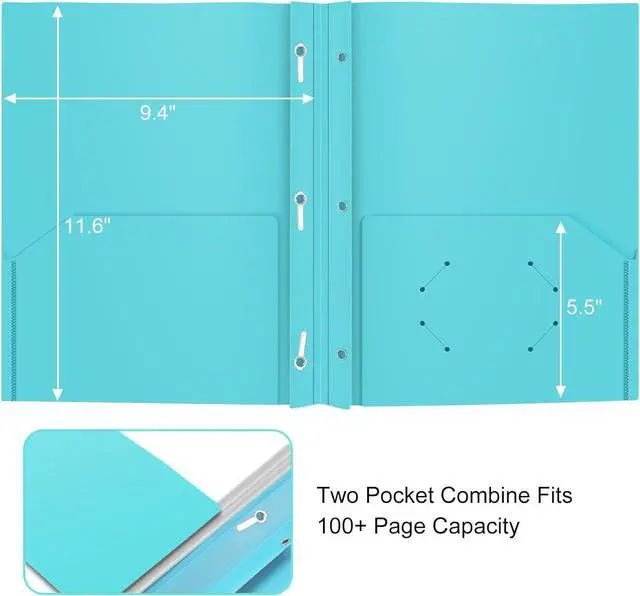 Alt view image 3 of 7 - Heavy Duty Plastic Folder 60 Pack Pocket Folder with brads Letter Size Poly File Plastic Folders with 3 Prongs Fasteners - Assorted Color