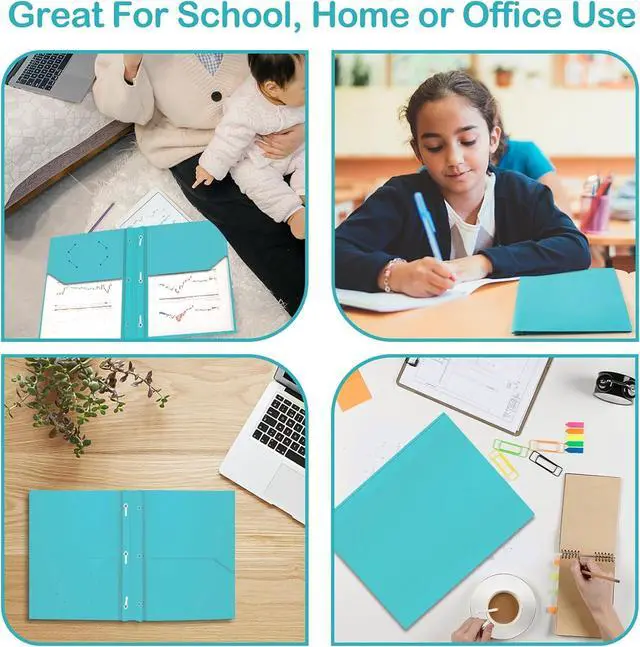 Alt view image 5 of 7 - Heavy Duty Plastic Folder 60 Pack Pocket Folder with brads Letter Size Poly File Plastic Folders with 3 Prongs Fasteners - Assorted Color