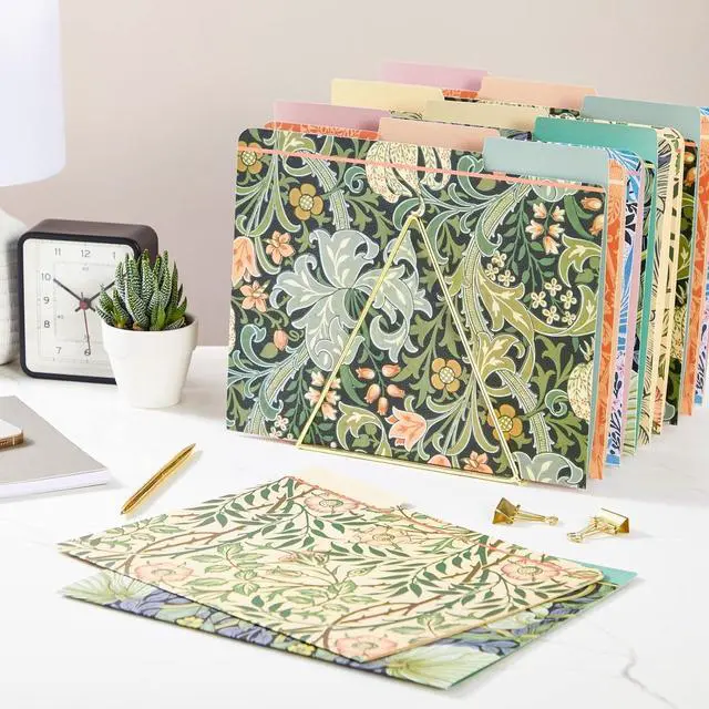 Alt view image 2 of 6 - The Gifted Stationary 12 Pack William Morris Floral File Folders Decorative 1/3 Cut Tab Letter-Size Holders for Home Office in 6 Patterned Designs - Decorative File Folders - Office Supplies