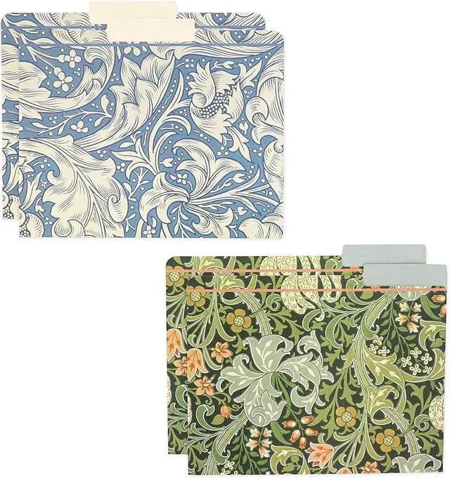 Alt view image 5 of 6 - The Gifted Stationary 12 Pack William Morris Floral File Folders Decorative 1/3 Cut Tab Letter-Size Holders for Home Office in 6 Patterned Designs - Decorative File Folders - Office Supplies