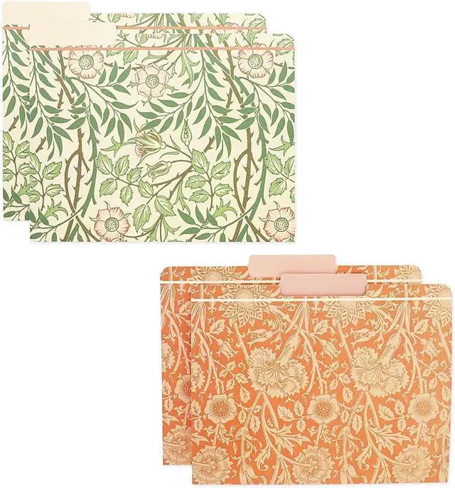 Alt view image 4 of 6 - The Gifted Stationary 12 Pack William Morris Floral File Folders Decorative 1/3 Cut Tab Letter-Size Holders for Home Office in 6 Patterned Designs - Decorative File Folders - Office Supplies