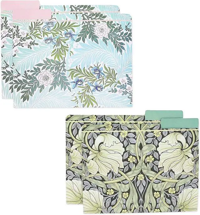 Alt view image 6 of 6 - The Gifted Stationary 12 Pack William Morris Floral File Folders Decorative 1/3 Cut Tab Letter-Size Holders for Home Office in 6 Patterned Designs - Decorative File Folders - Office Supplies