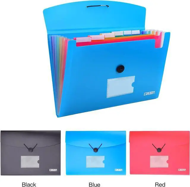 Alt view image 3 of 7 - 7-Pocket Expanding File 3pcs Plastic Expandable File Folder - Black&Blue&Red