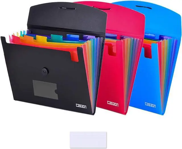 Main image of 7-Pocket Expanding File 3pcs Plastic Expandable File Folder - Black&Blue&Red