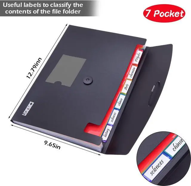Alt view image 2 of 7 - 7-Pocket Expanding File 3pcs Plastic Expandable File Folder - Black&Blue&Red