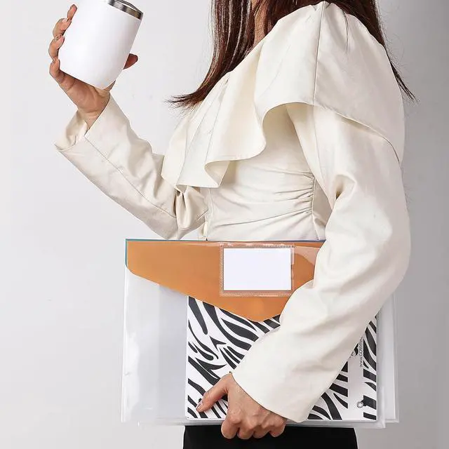 Alt view image 4 of 7 - - Clear Plastic Envelopes with Snap Closure 10 Pack A4 Letter Size Colorful Flaps Clear Folders for Documents Plastic Envelopes for Documents