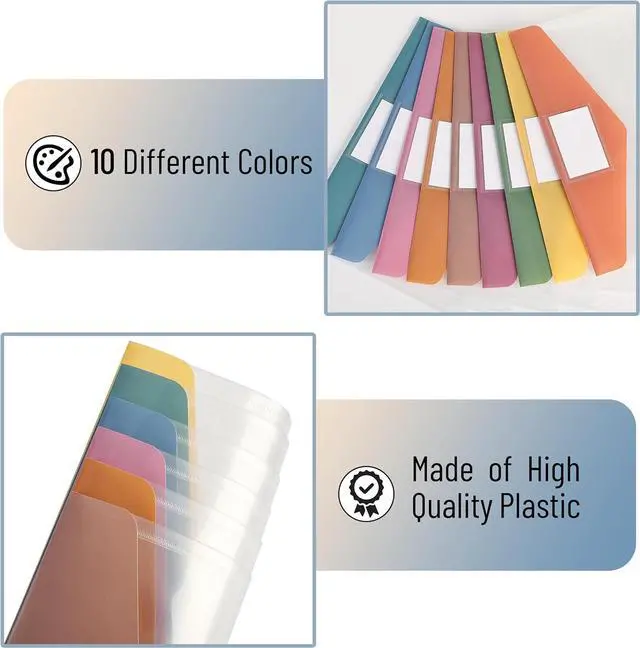 Alt view image 5 of 7 - - Clear Plastic Envelopes with Snap Closure 10 Pack A4 Letter Size Colorful Flaps Clear Folders for Documents Plastic Envelopes for Documents