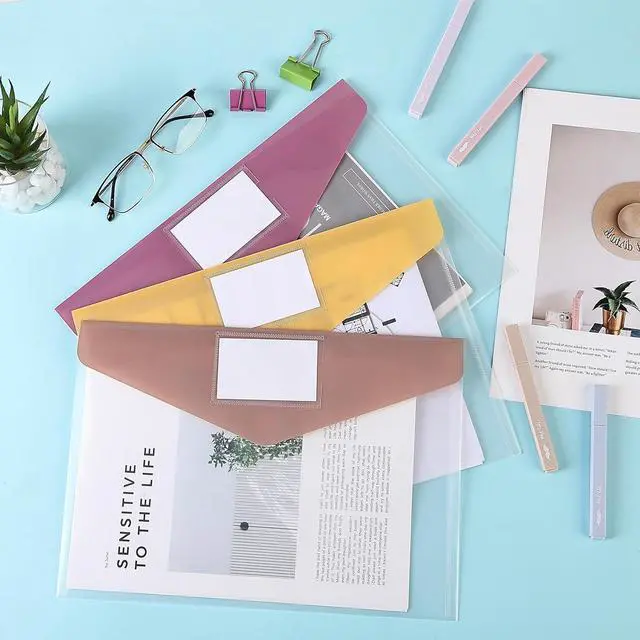 Alt view image 6 of 7 - - Clear Plastic Envelopes with Snap Closure 10 Pack A4 Letter Size Colorful Flaps Clear Folders for Documents Plastic Envelopes for Documents