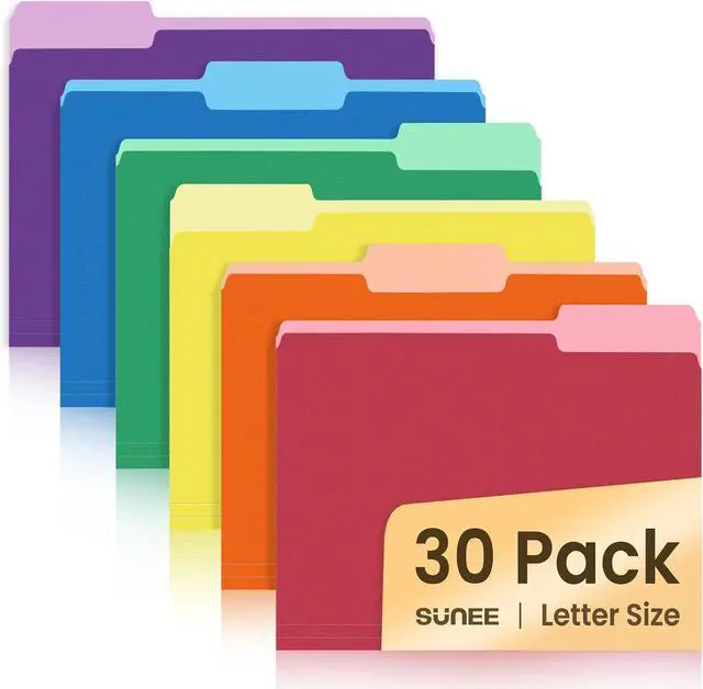 Main image of File Folders 30 Pack Manilla Folders 8.5 x 11 Colored File Folders Home Office School Supplies for Documents Files Paper 6 Assorted Colors