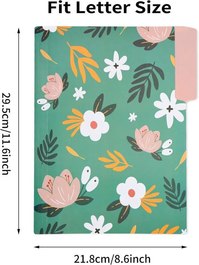 Alt view image 3 of 7 - 9pcs Decorative File Folders Letter Size 1/3-Cut Tabs Plastic File Folders for Documents with Colorful Floral Patterns and Erasable Category Labels for Notes Office and School Supplies