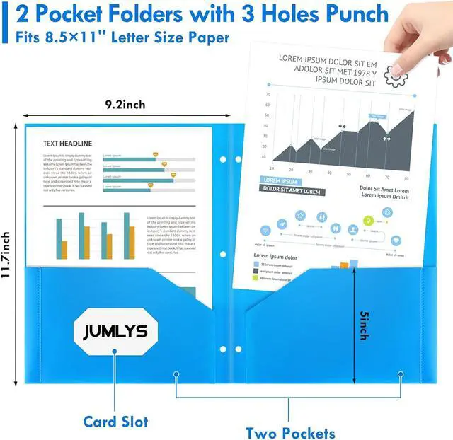 Alt view image 2 of 7 - 36 Pack 2 Pocket Folders with 3 Holes Punch Plastic Folder for 3 Ring Binder Heavy Duty Folders with Pockets for Letter Size Paper Multicolor Folders for School and Office