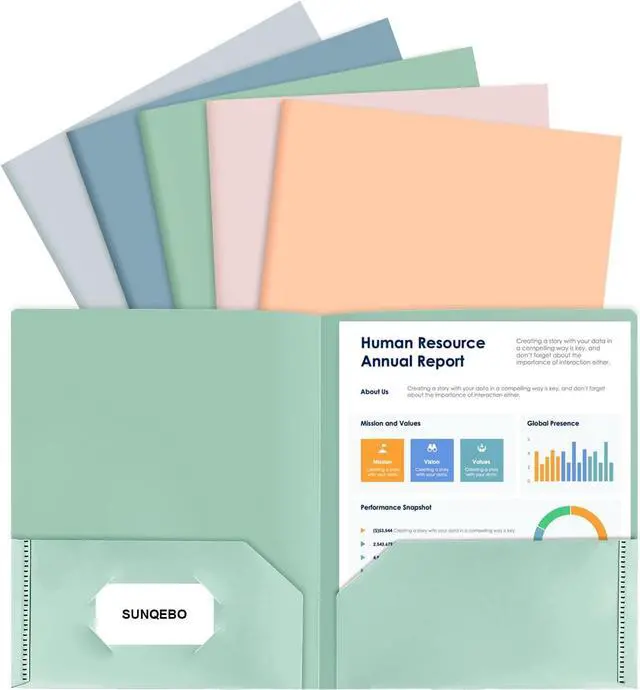 Main image of 5 Pack Folders with Pockets Heavy Duty 2 Pocket Folder Bulk Plastic Folders with Pockets Fit Letter Size File Folders Back to School Office Filing Supplies Pastel Colors