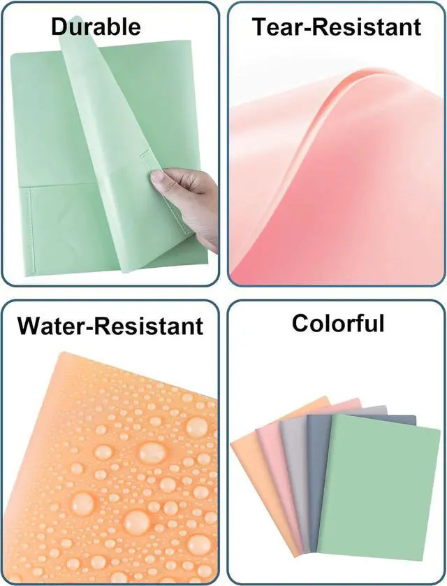 Alt view image 3 of 6 - 5 Pack Folders with Pockets Heavy Duty 2 Pocket Folder Bulk Plastic Folders with Pockets Fit Letter Size File Folders Back to School Office Filing Supplies Pastel Colors