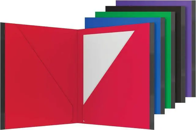 Main image of Two Pocket Folders Plastic Folders with Reinforced Edges Letter Size Red Blue Green Black Purple 5 Per Pack (89114)