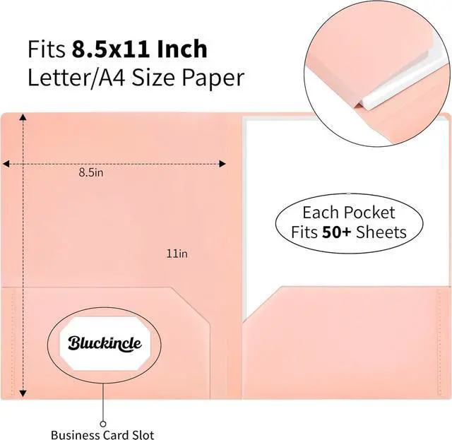 Alt view image 2 of 7 - Folders with Pockets 2 Pocket Plastic Folder with Pockets for School Colored File Folder for Documents Letter Size with Business Card Slot Back to School Office Teacher Supplies(6 Pack Pastel Colors)